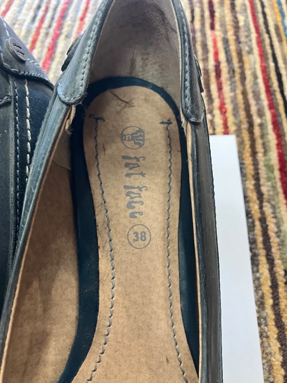 NEW Women's Fat Face USA 7 (UK38) - Open Toe Blue Green Earthy Leather Shoes